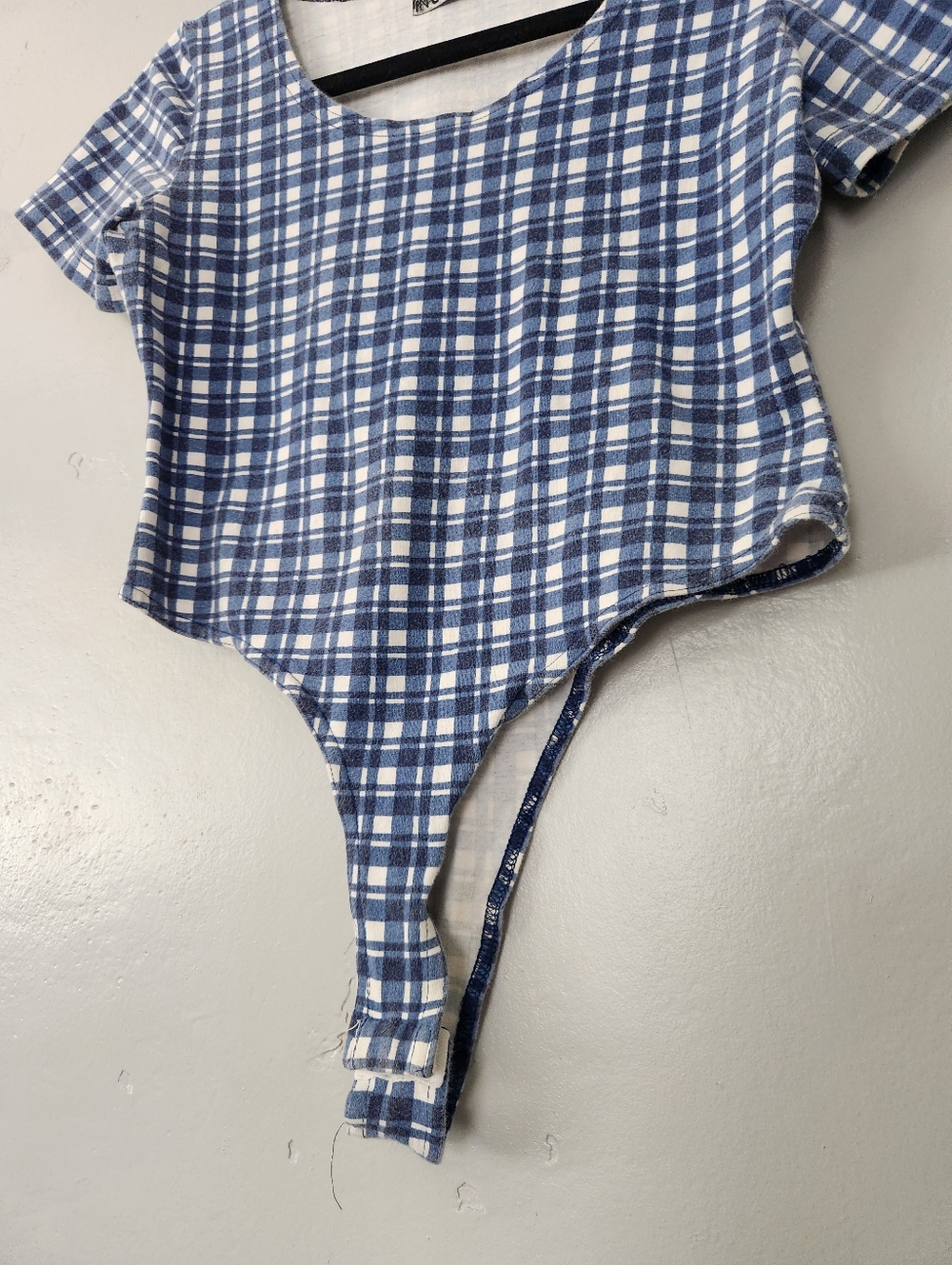 Vintage Checkered Gigham Babydoll Tee Bodysuit Small - Picture 3 of 6